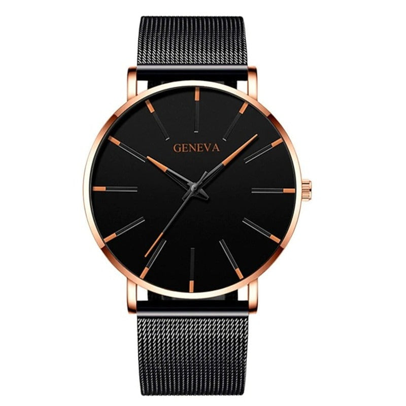 Reloj Ultrafino de Acero - Negro/Dorado/Marrón