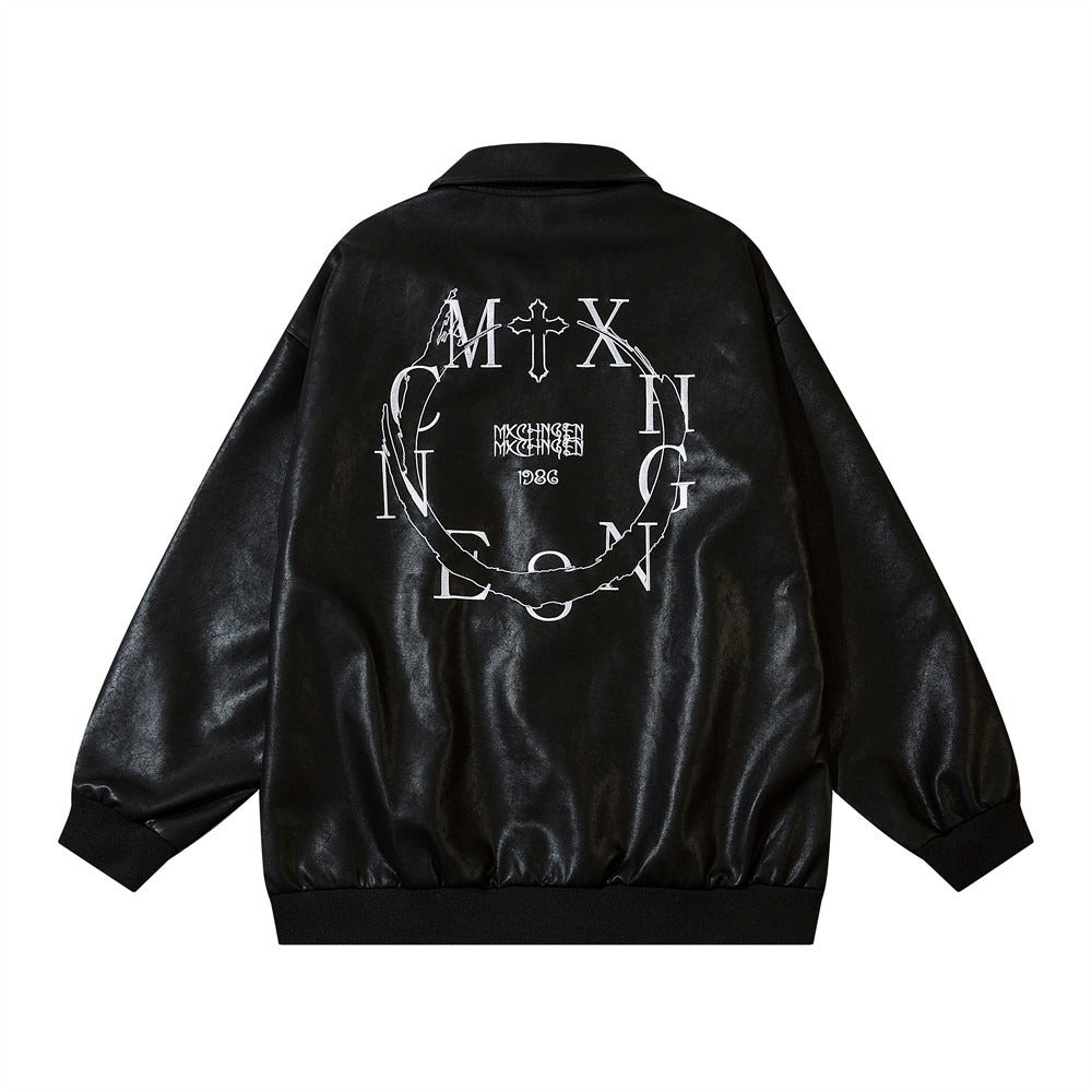 Chamarra Cuero Oversize Street - Negro