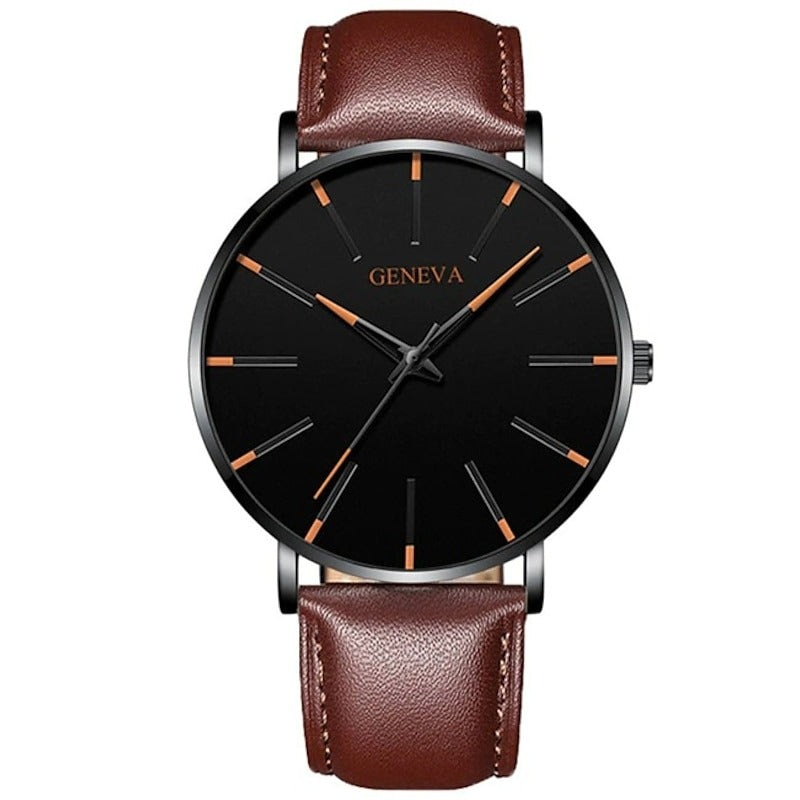 Reloj Ultrafino de Acero - Marrón