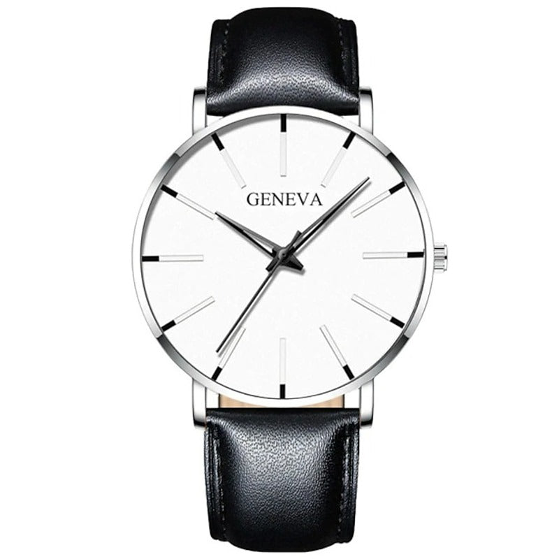 Reloj Ultrafino de Acero - Negro/Plata