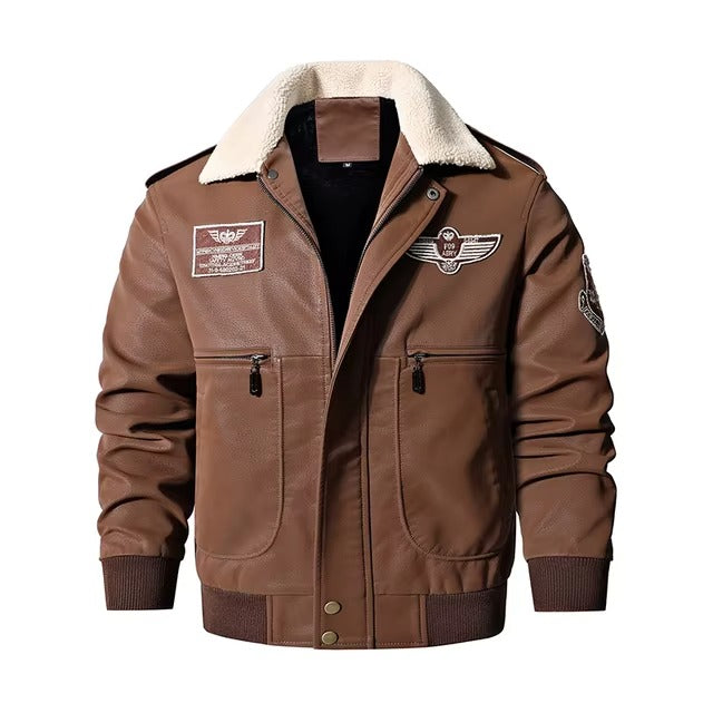 Chaqueta Bomber Cuero Forrada - Marrón