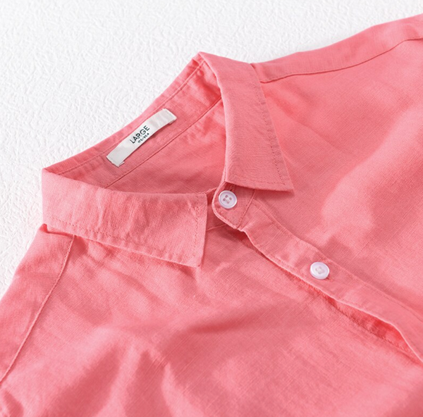 Camisa de Lino Manga Larga Harbor – Salmón