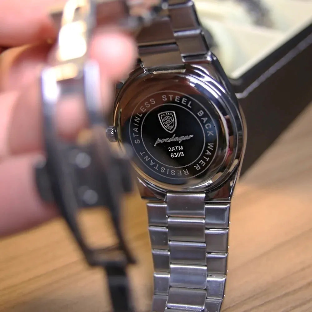 Reloj Clásico de Acero - Plata/Azul