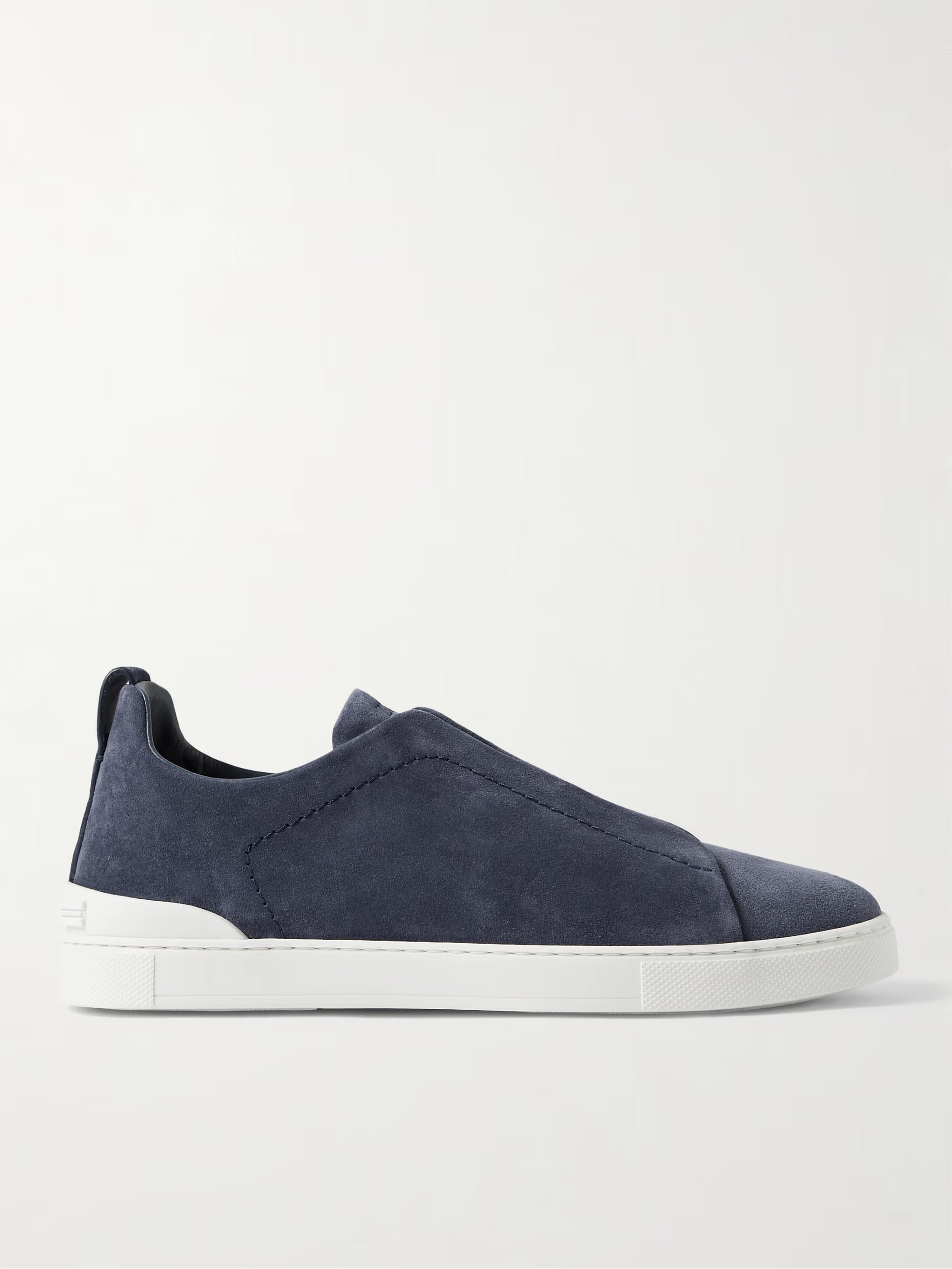 Triple Stitch Suede Slip-On Zapatilla – Azul marino