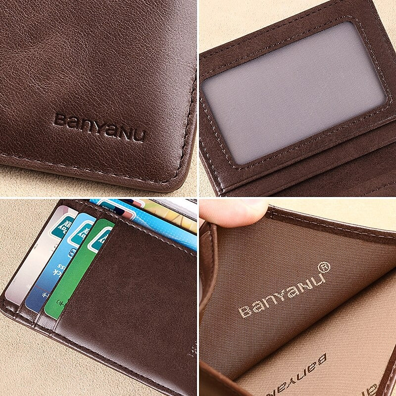 Cartera de Cuero Antirrobo - Marrón