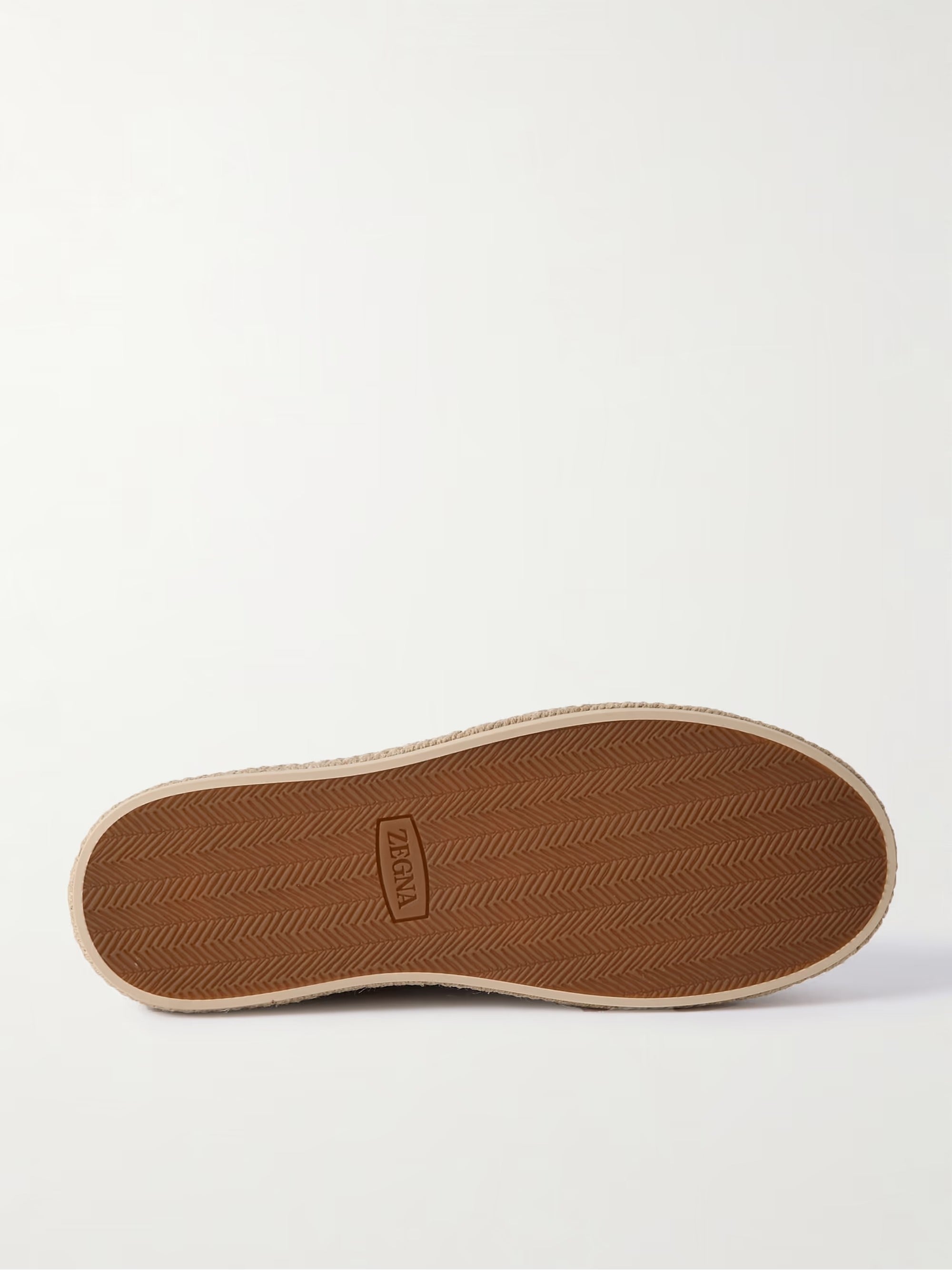 Triple Stitch Con ribetes de cuero Lona Slip-On Zapatilla – Dark brown
