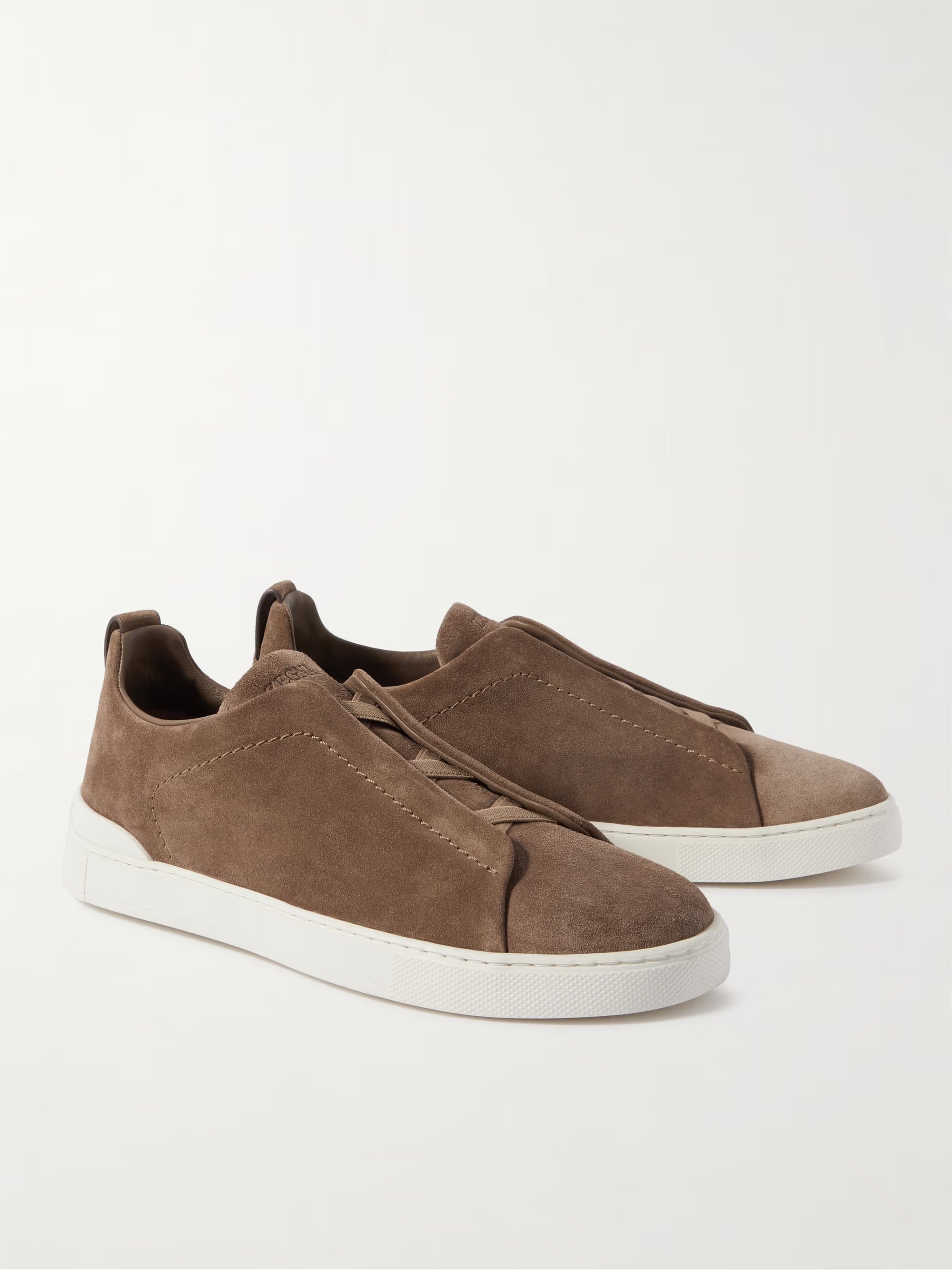 Triple Stitch Gamuza Slip-On Zapatilla – Marrón