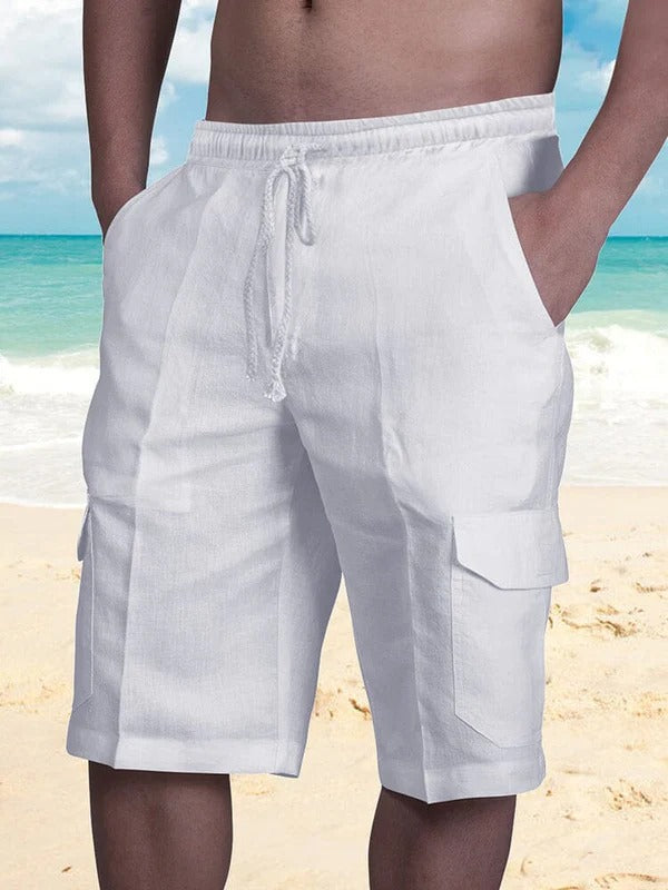 Shorts Cargo de Lino - Azul