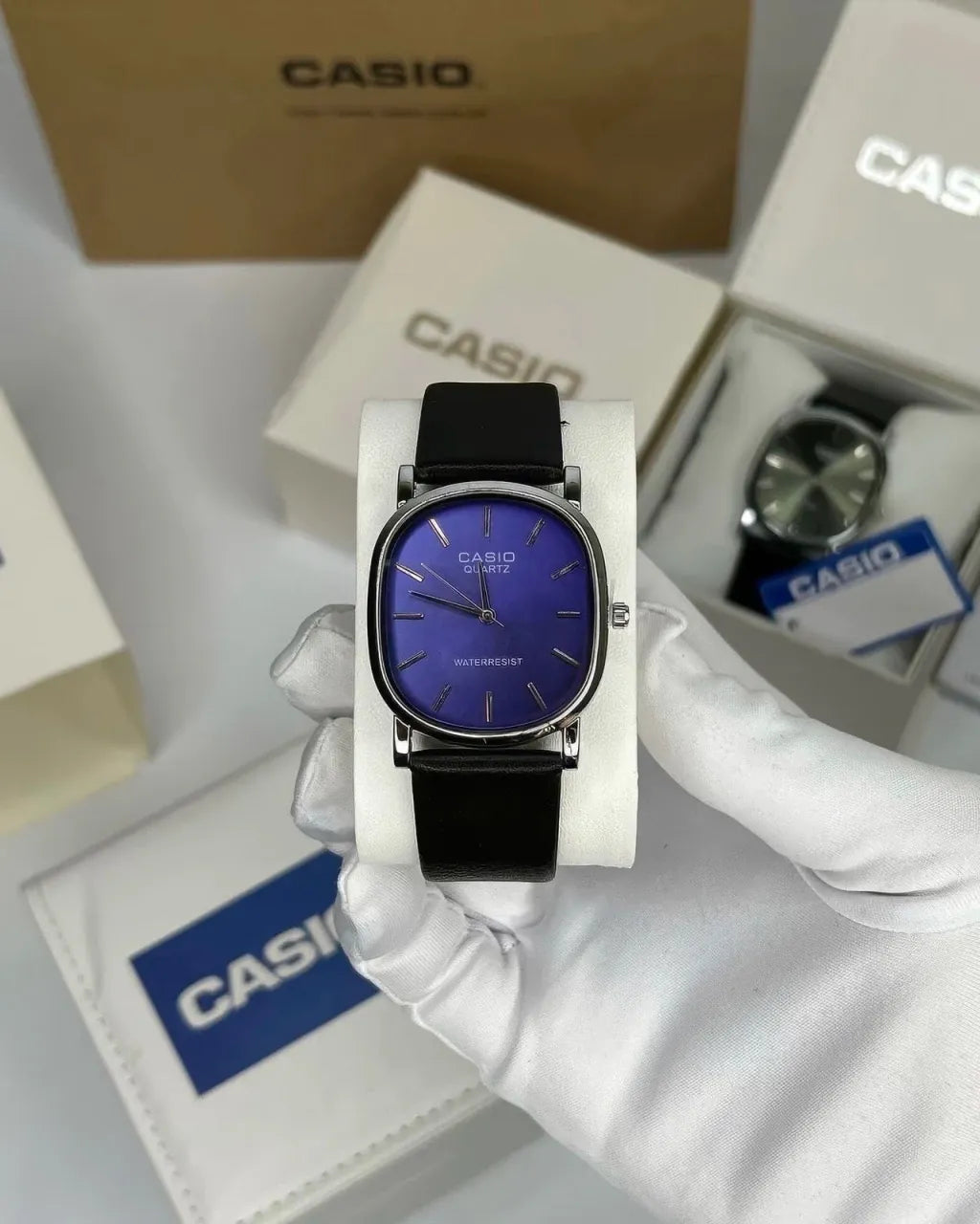 Reloj Minimalista de Cuero - Plata/Azul