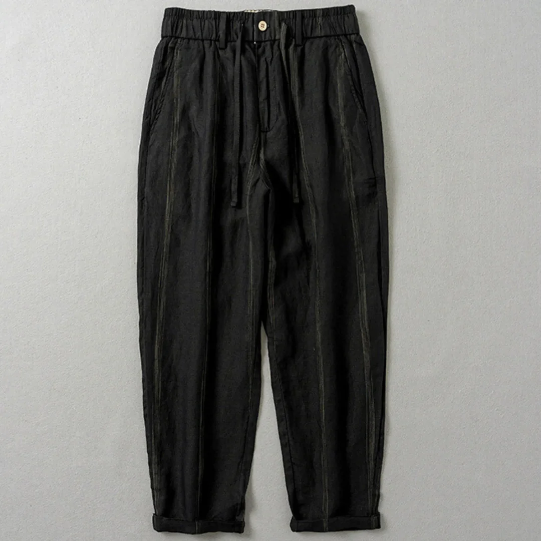 Pantalones Lino Relax Drape - Gris Oscuro