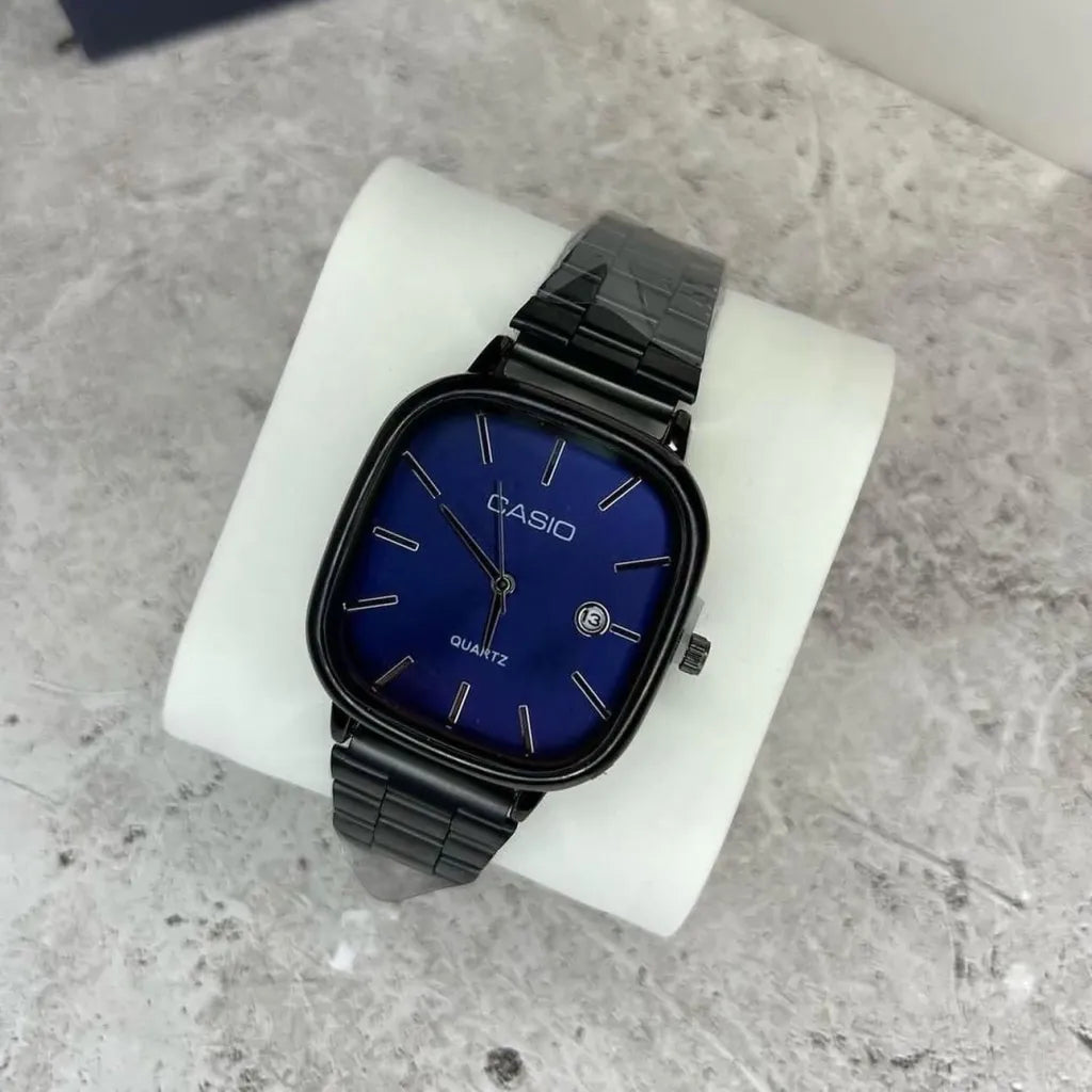Reloj Acero Minimal Date - Negro/Turquesa