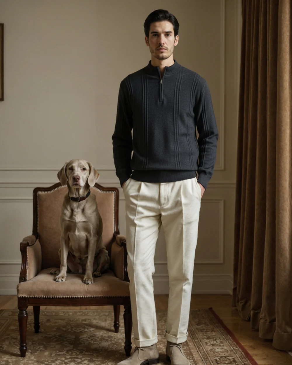 Suéter Polo de Cachemira – Negro