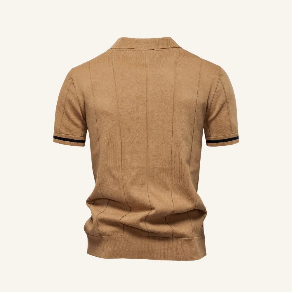 Polo de punto Vittorio con media cremallera - Marrón claro
