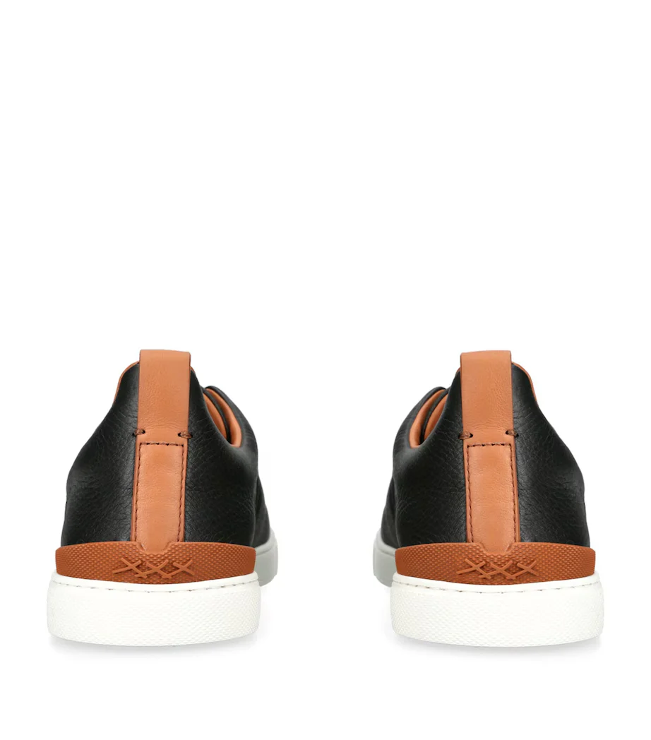 Triple Stitch Cuero Zapatillas Negro