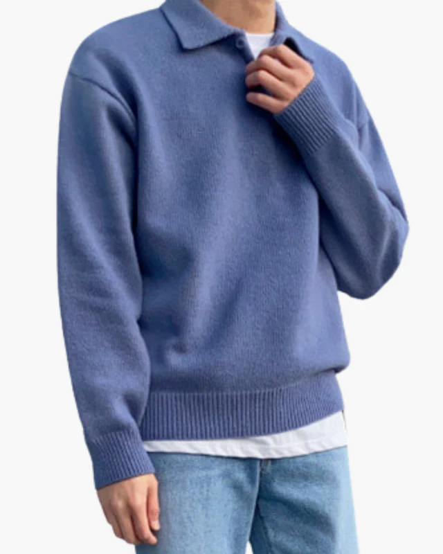 Suéter Polo de Lana – Azul