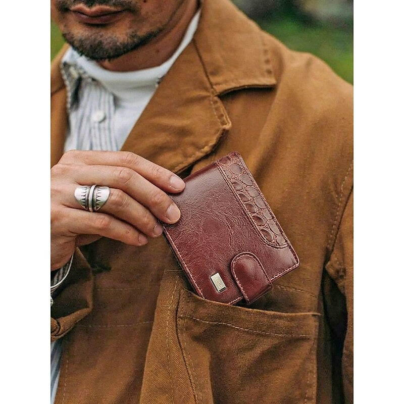 Cartera Plegable Croco - Café