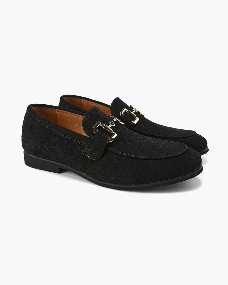 Mocasines con detalle de bocado en ante - Negro