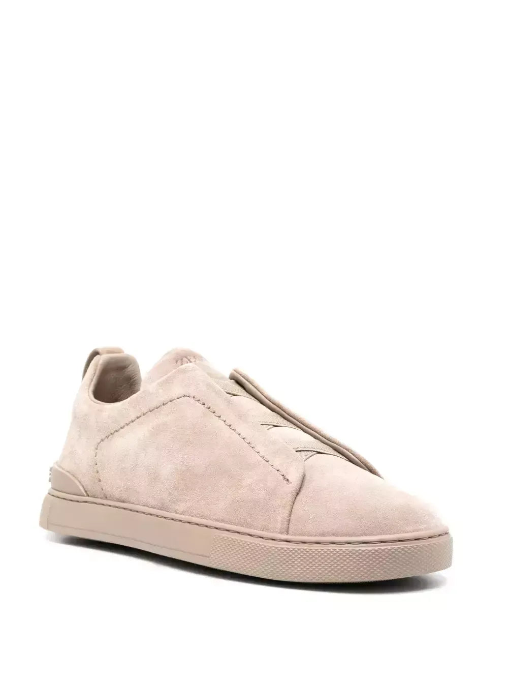 Triple Stitch Cuero Zapatillas – Beige