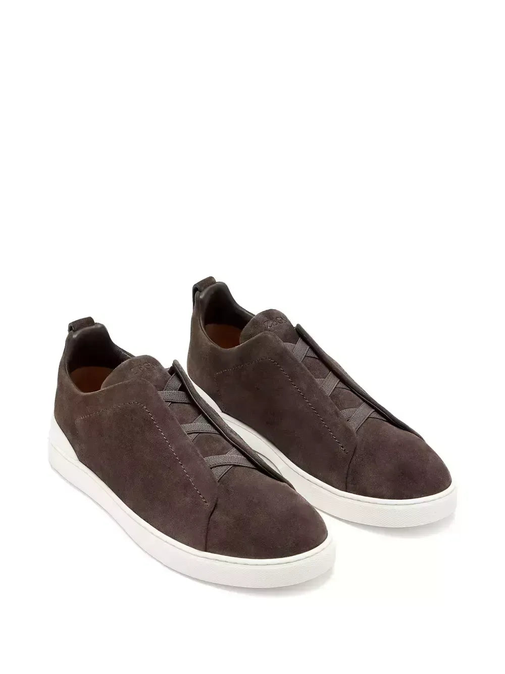 Triple Stitch Suede Zapatillas – Dark Marrón