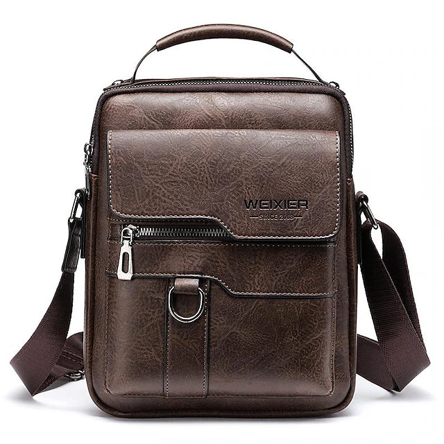 Bolsa Mensajera Vintage Multi Pocket - Café claro