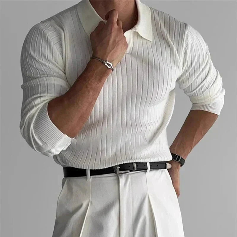 Polo de Punto Acanalado – Blanco