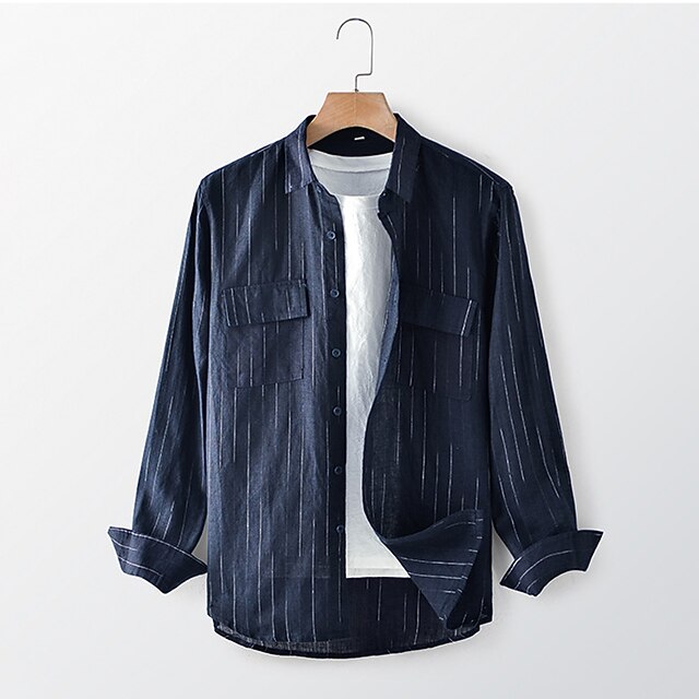 Camisa Stripe Sheer Core de Manga Larga - Gris