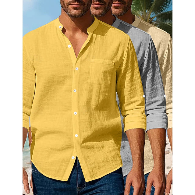 Conjunto Camisas Lino Brisa Riviera - Azul + Preto+ Branco