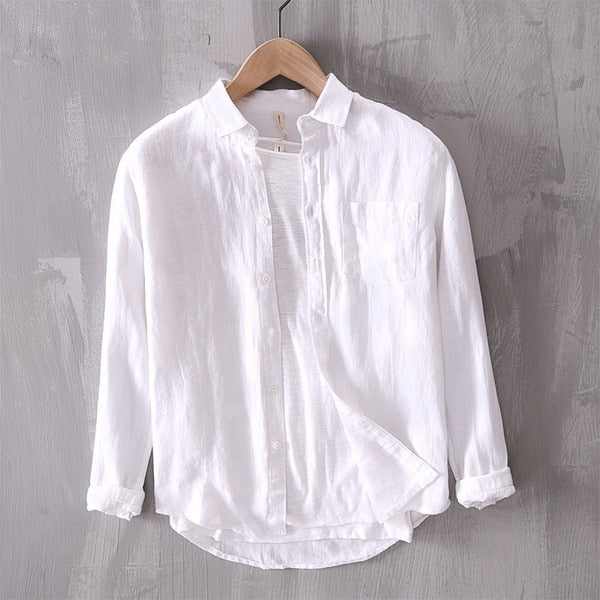 Camisa de Lino Manga Larga Harbor – Blanco