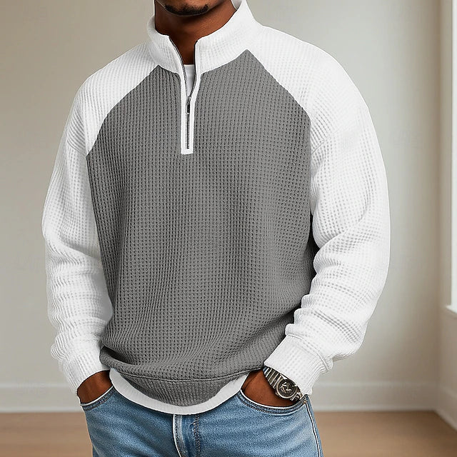Polo Waffle de Manga Larga Northfield - Gris