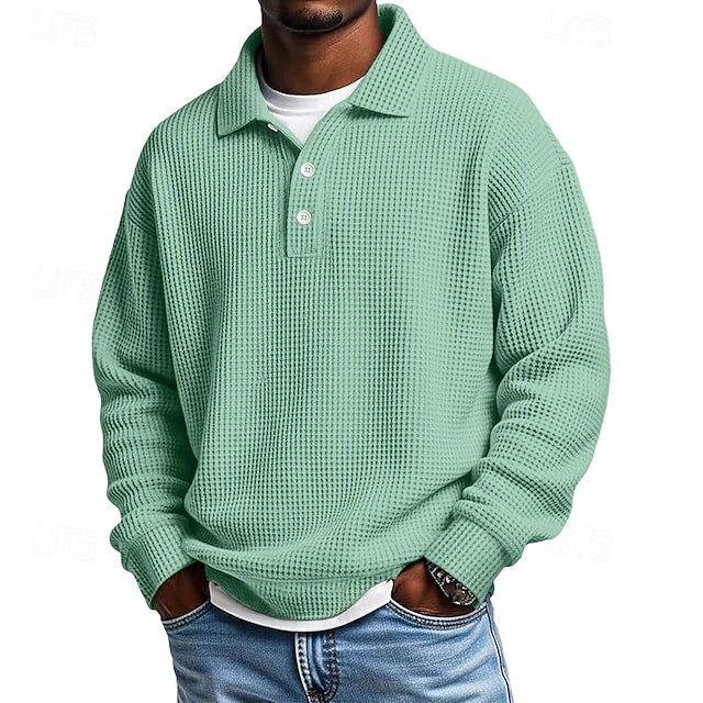 Polo Waffle de Manga Larga Rivett - Verde Claro