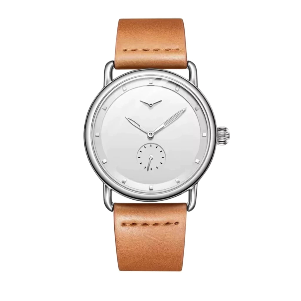 Reloj Minimalista de 41 mm con Correa de Cuero - Marrón