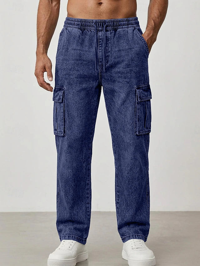 Pantalón Cargo Acid Wash Urban Fit - Azul real