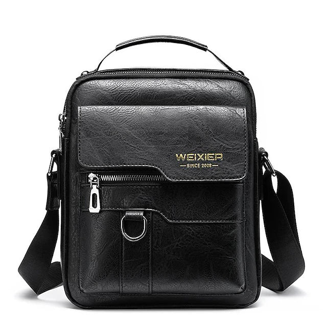 Bolsa Mensajera Vintage Multi Pocket - Negro