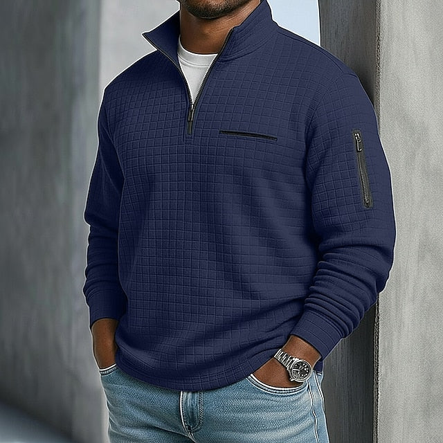 Polo Waffle Quarter Zip Active Field - Azul marino