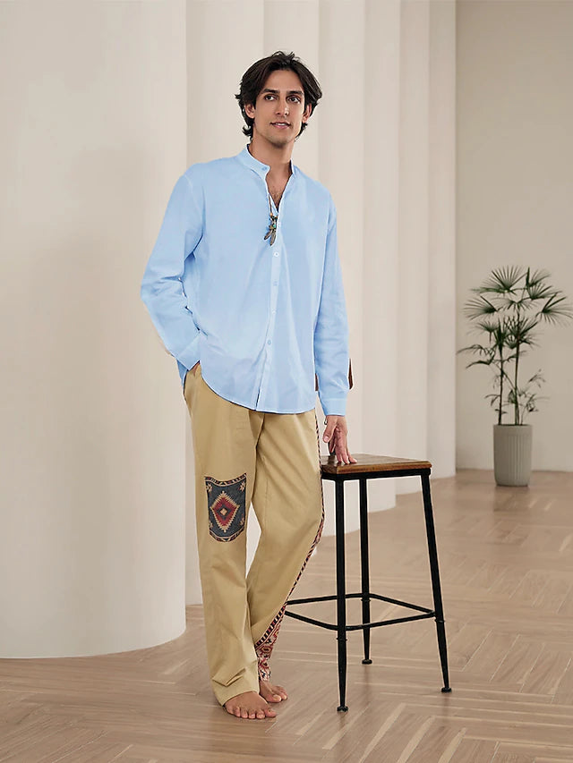 Camisa Linen Core de Manga Larga - Azul