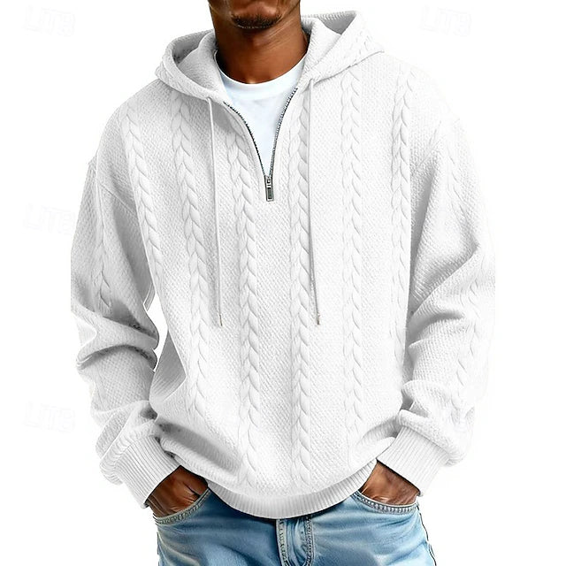 Sudadera con Capucha Jacquard Quarter Zip Haven - Blanco