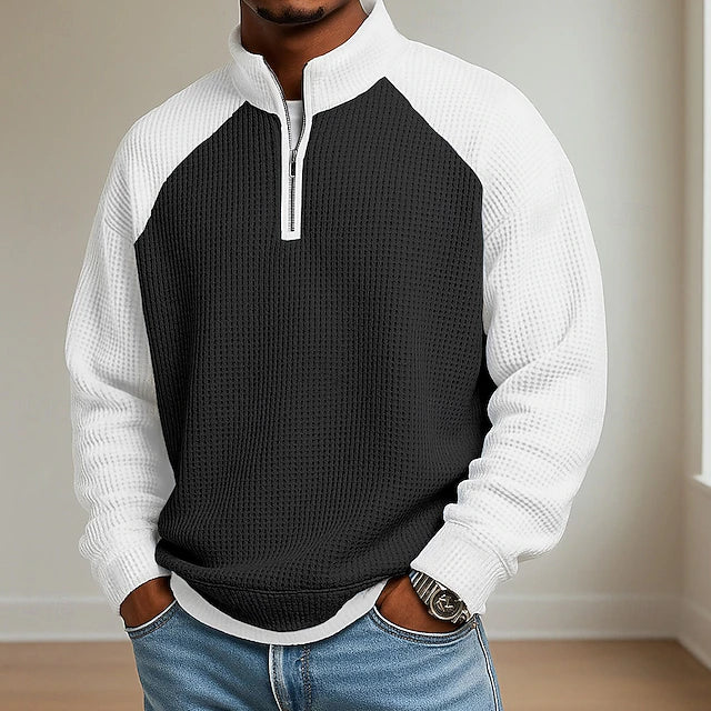 Polo Waffle de Manga Larga Northfield - Negro