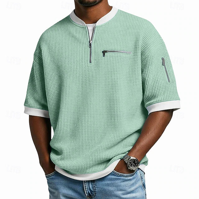 Camiseta Waffle Zip Urban Edge - Verde