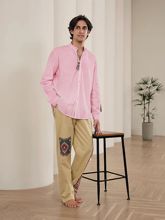 Camisa Linen Core de Manga Larga - Rosa