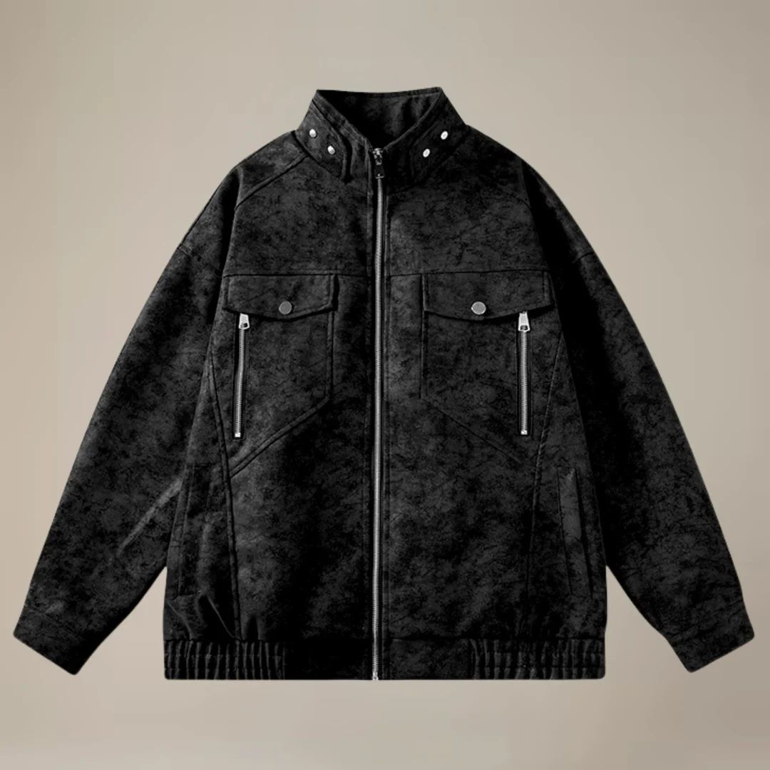 Chamarra Suede Front Zip Dalton - Gris
