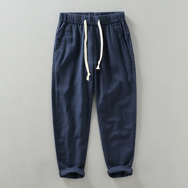 Pantalones de Lino con Cordón Breeze – Azul Marino