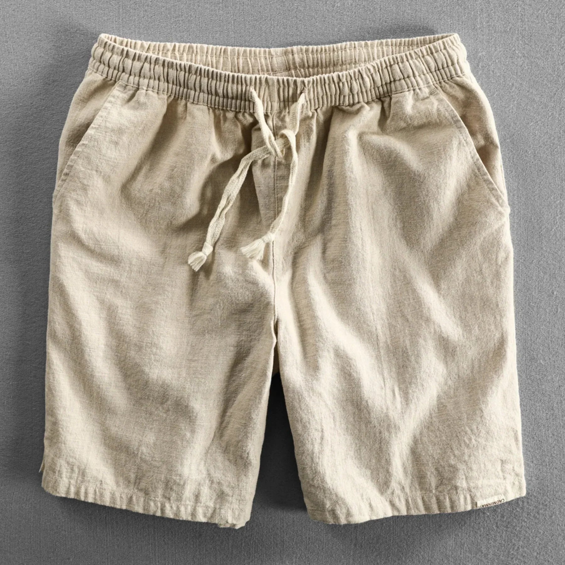 Shorts de Algodón-Lino con Cordón Coastline – Arena