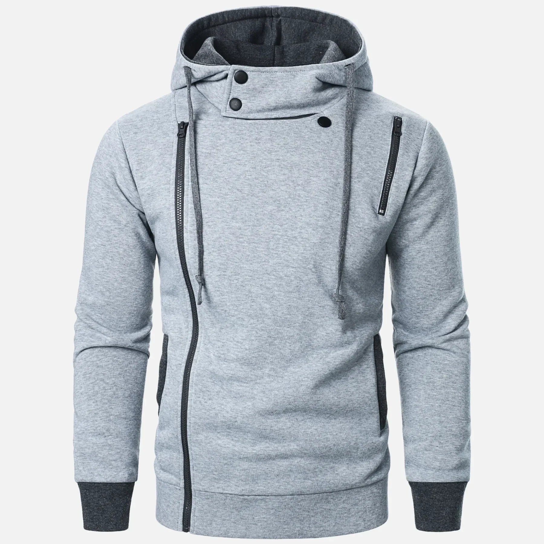 Sudadera con Cremallera Asimétrica Riverton – Gris Claro