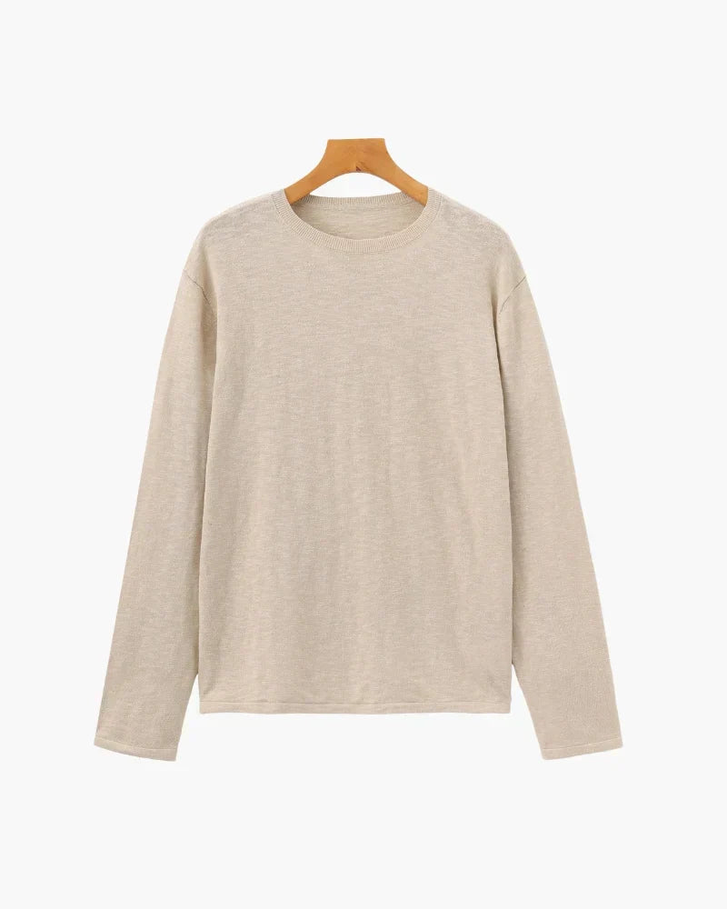 Cuello Redondo Esencial Lino-Algodón – Beige