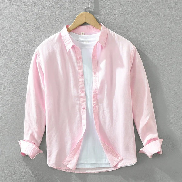 Camisa de Algodón-Lino Manga Larga Harbor – Rosa Empolvado