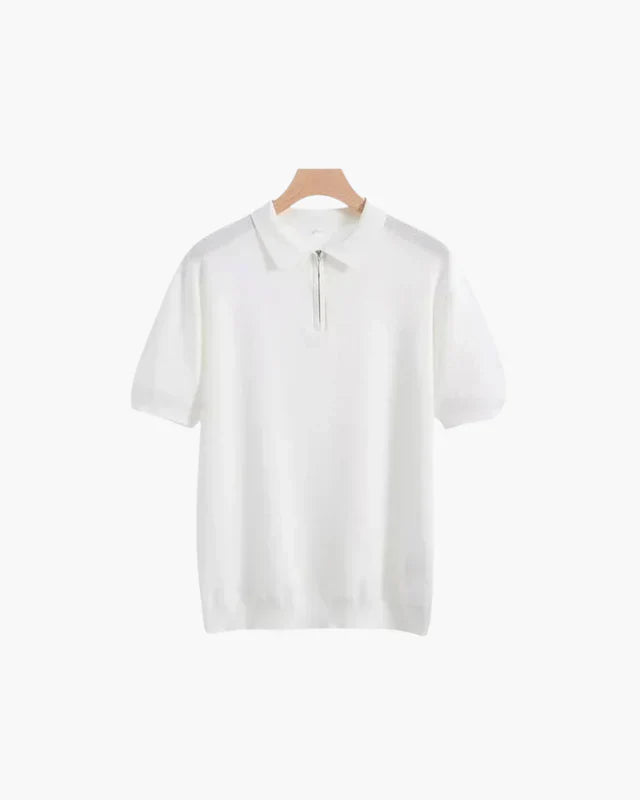 Polo con Cremallera Cannes – Blanco
