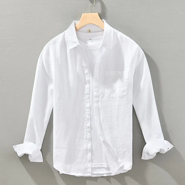 Camisa de Lino Manga Larga Harbor – Blanco