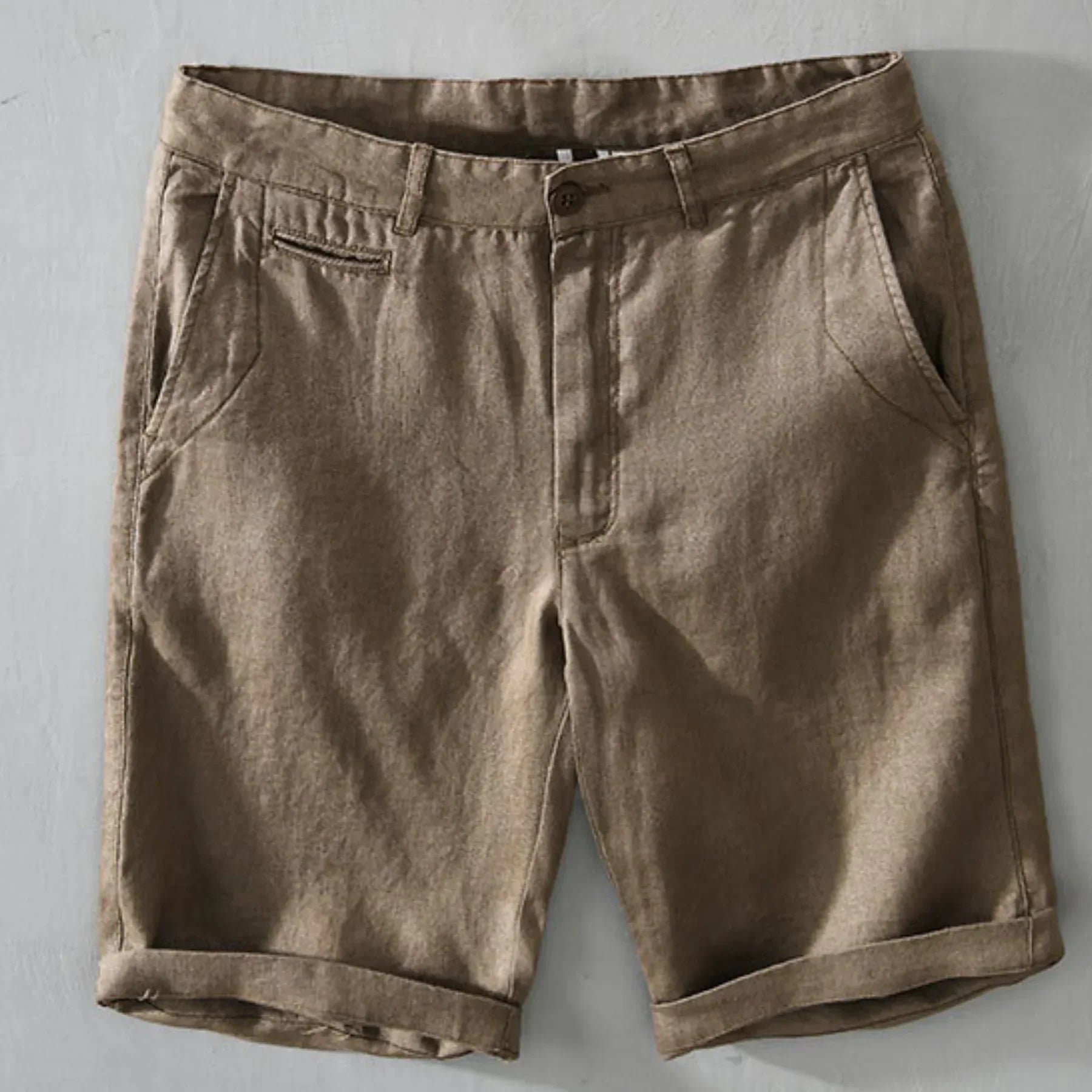 Shorts de Lino Confeccionados Seabrook – Marrón