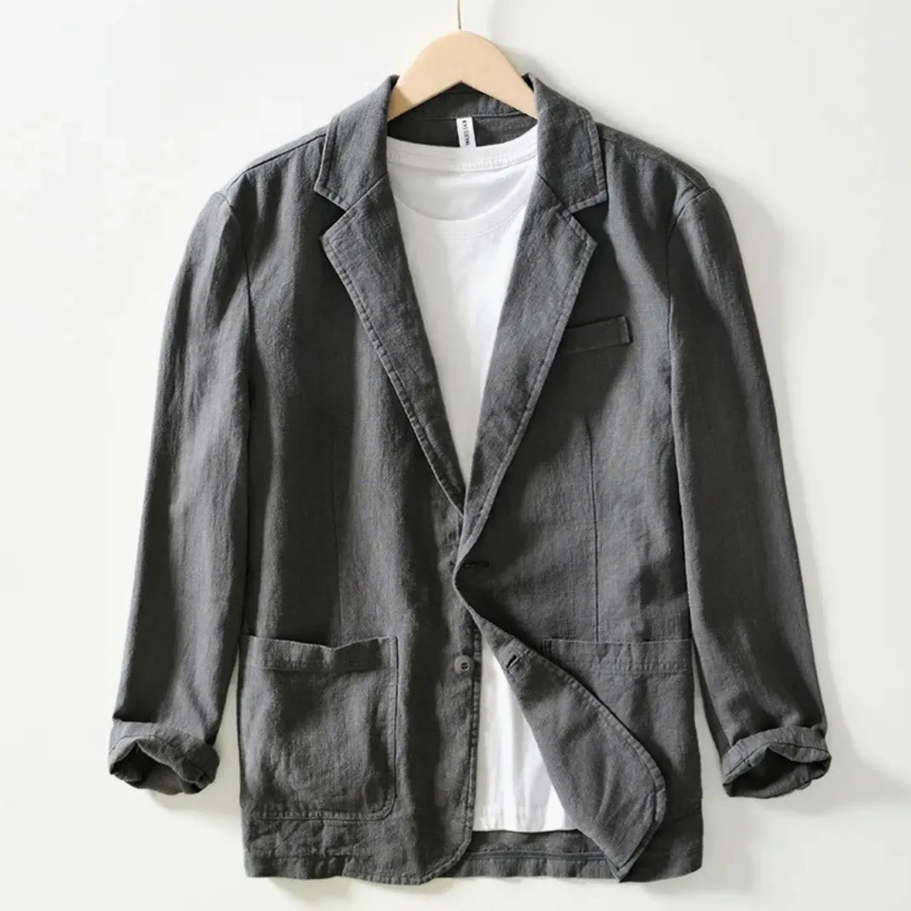 Blazer Slim de Algodón-Lino Westport – Gris