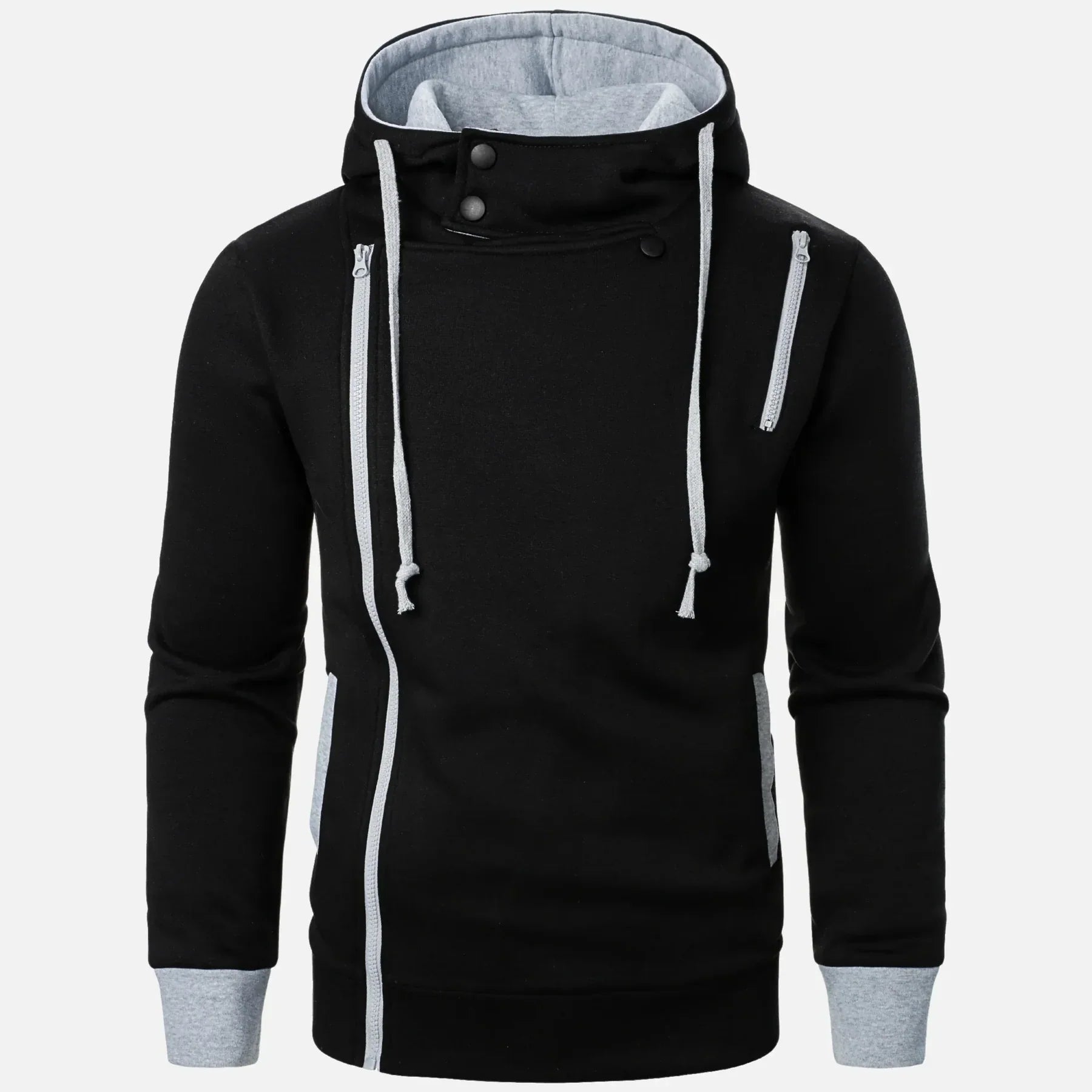 Sudadera con Cremallera Asimétrica Riverton – Gris Claro